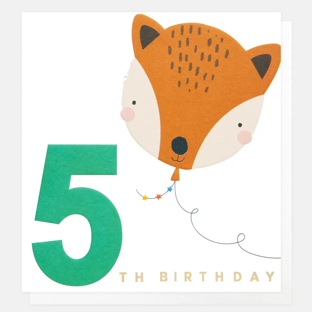 Fox Balloon 5th Birthday Card>Caroline Gardner Fashion