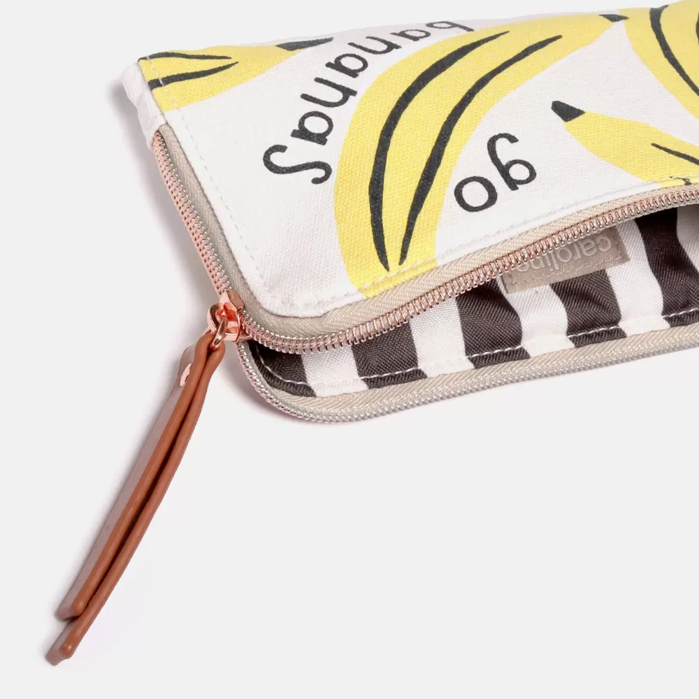 Go Bananas Padded Zip Pouch>Caroline Gardner Clearance