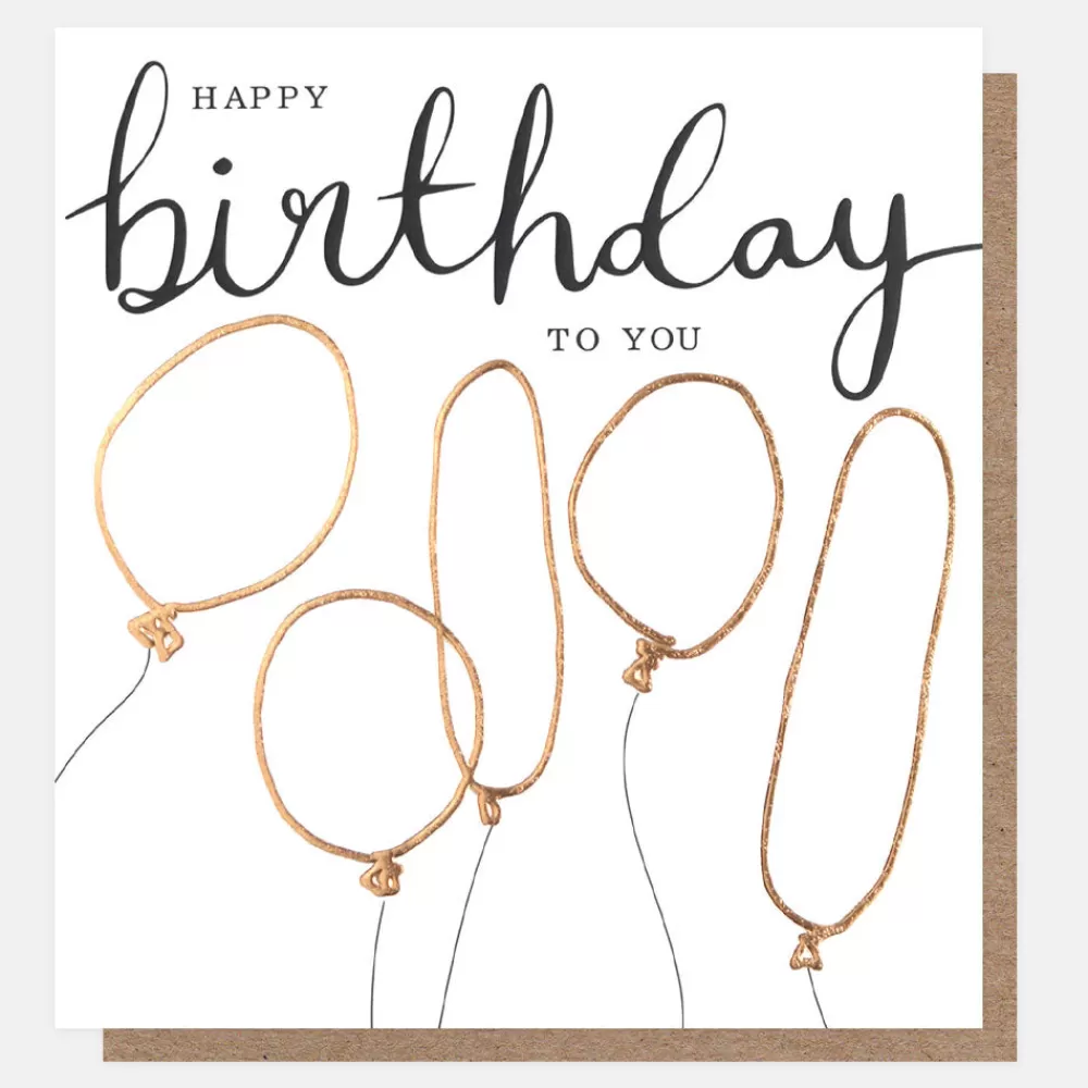 Gold Balloons Birthday Card>Caroline Gardner New