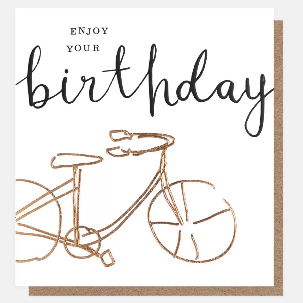 Gold Bicycle Birthday Card>Caroline Gardner Clearance