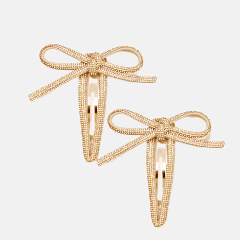 Gold Bow Hair Clips Set of 2>Caroline Gardner Online