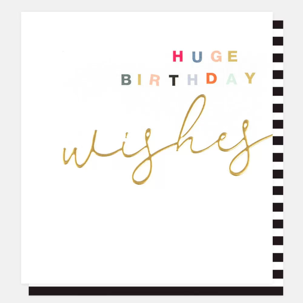 Gold Calligraphy Huge Wishes Birthday Card>Caroline Gardner Cheap