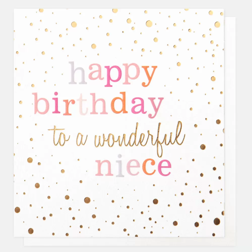 Gold Confetti Birthday Card For Niece>Caroline Gardner Shop