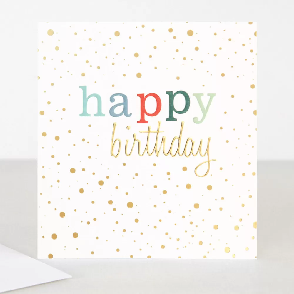 Gold Confetti Happy Birthday Card>Caroline Gardner Shop