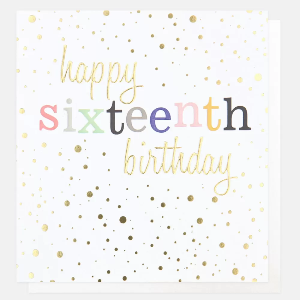 Gold Confetti 16th Birthday Card>Caroline Gardner Sale