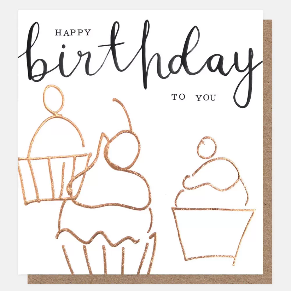 Gold Cupcakes Birthday Card>Caroline Gardner Flash Sale