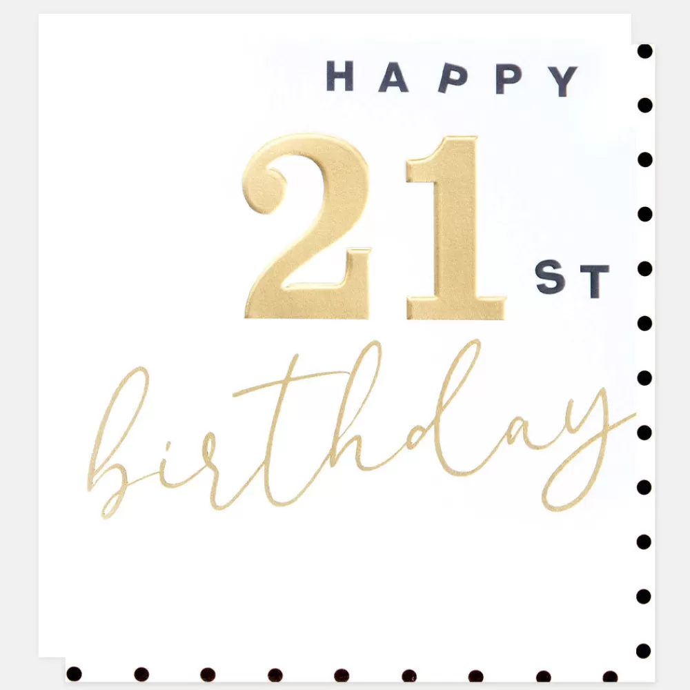 Gold Happy 21st Birthday Card>Caroline Gardner Outlet