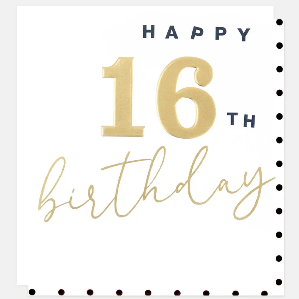 Gold Happy 16th Birthday Card>Caroline Gardner Shop