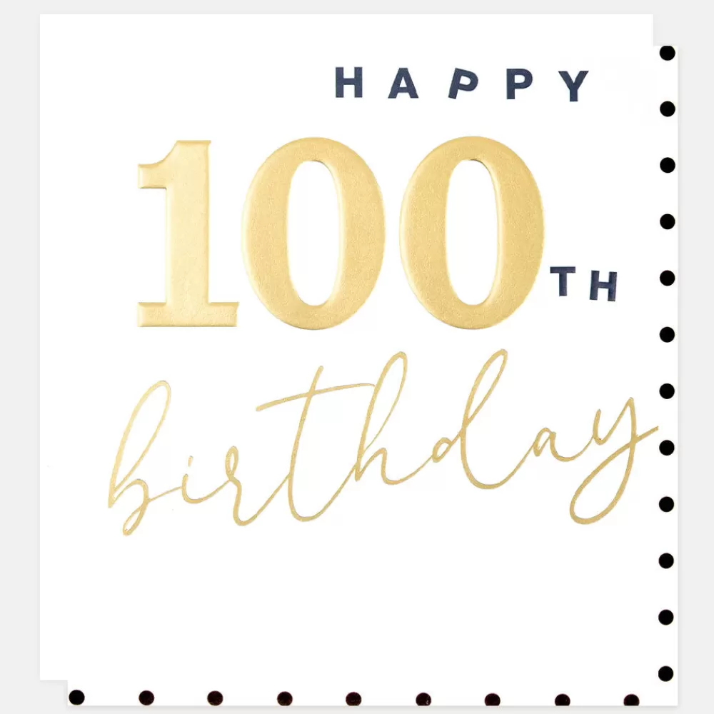 Gold Happy 100th Birthday Card>Caroline Gardner Fashion