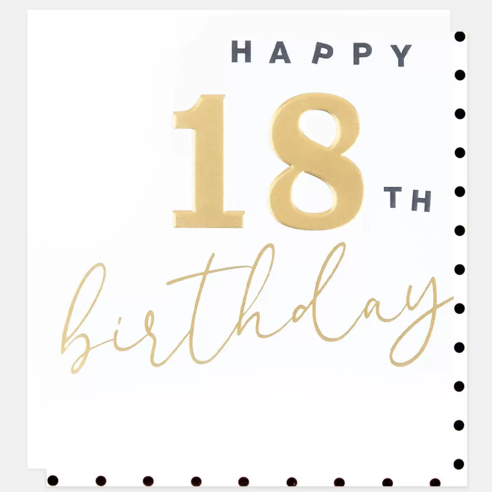 Gold Happy 18th Birthday Card>Caroline Gardner Clearance