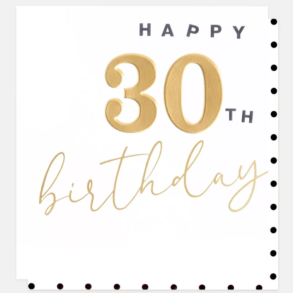 Gold Happy 30th Birthday Card>Caroline Gardner Shop