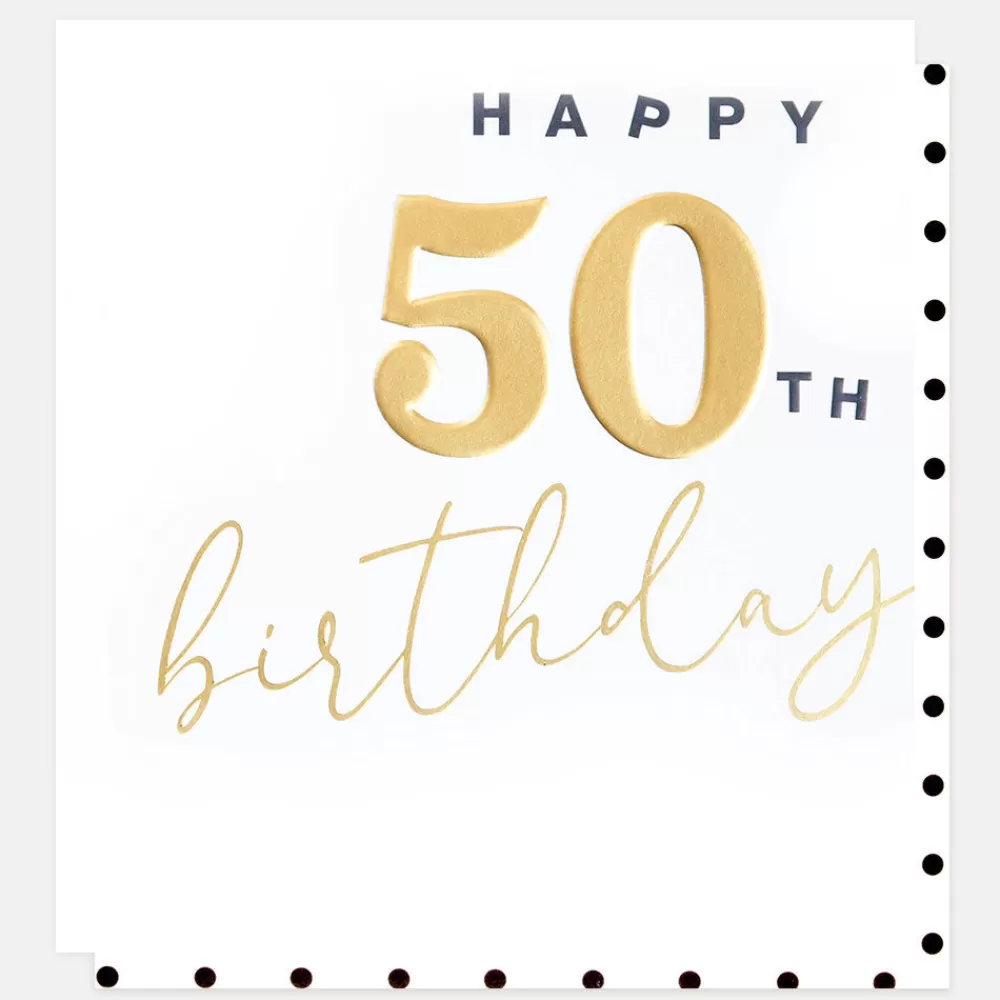 Gold Happy 50th Birthday Card>Caroline Gardner Fashion