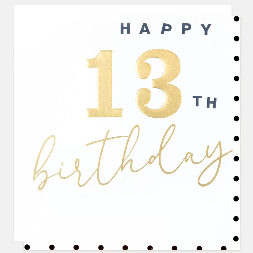 Gold Happy 13th Birthday Card>Caroline Gardner Store