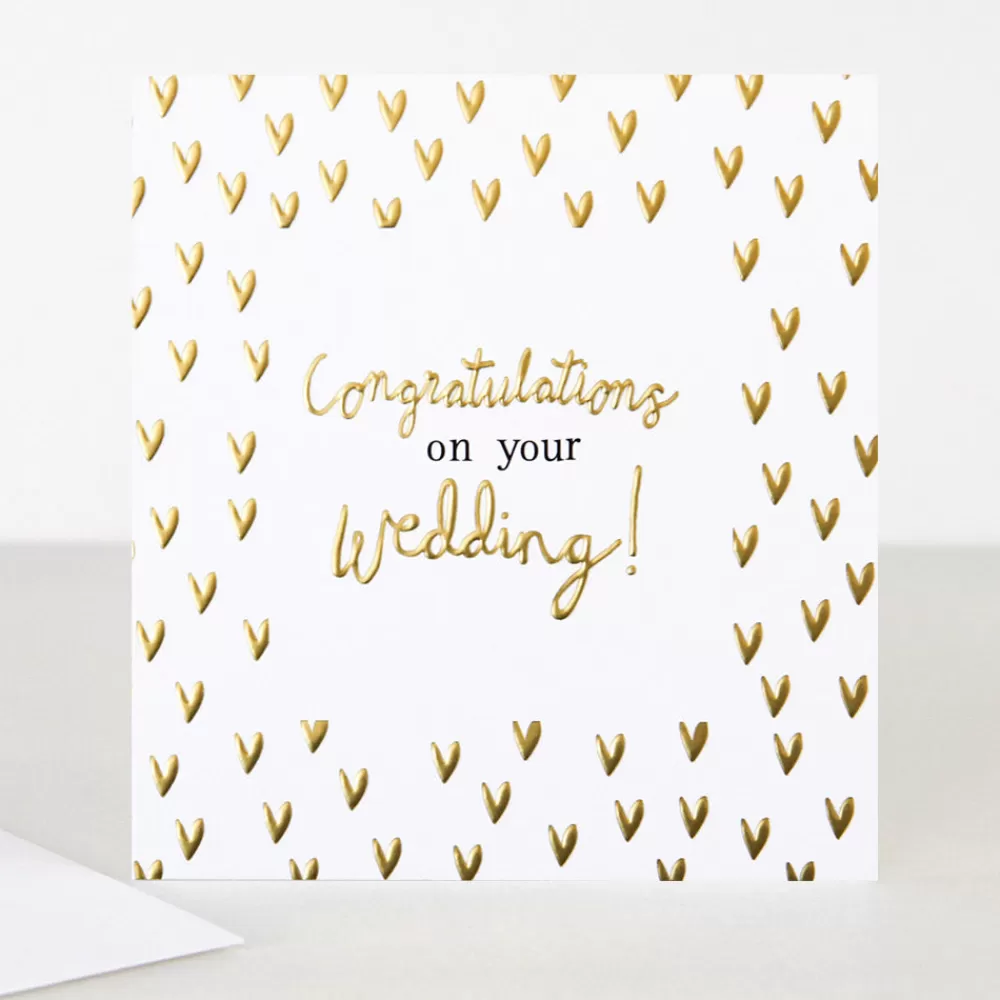 Gold Hearts Wedding Card>Caroline Gardner Best