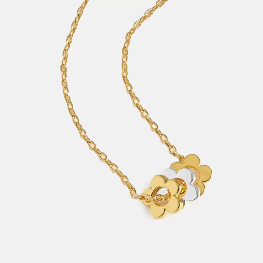 Gold Multi Flower Charm Necklace>Caroline Gardner Clearance