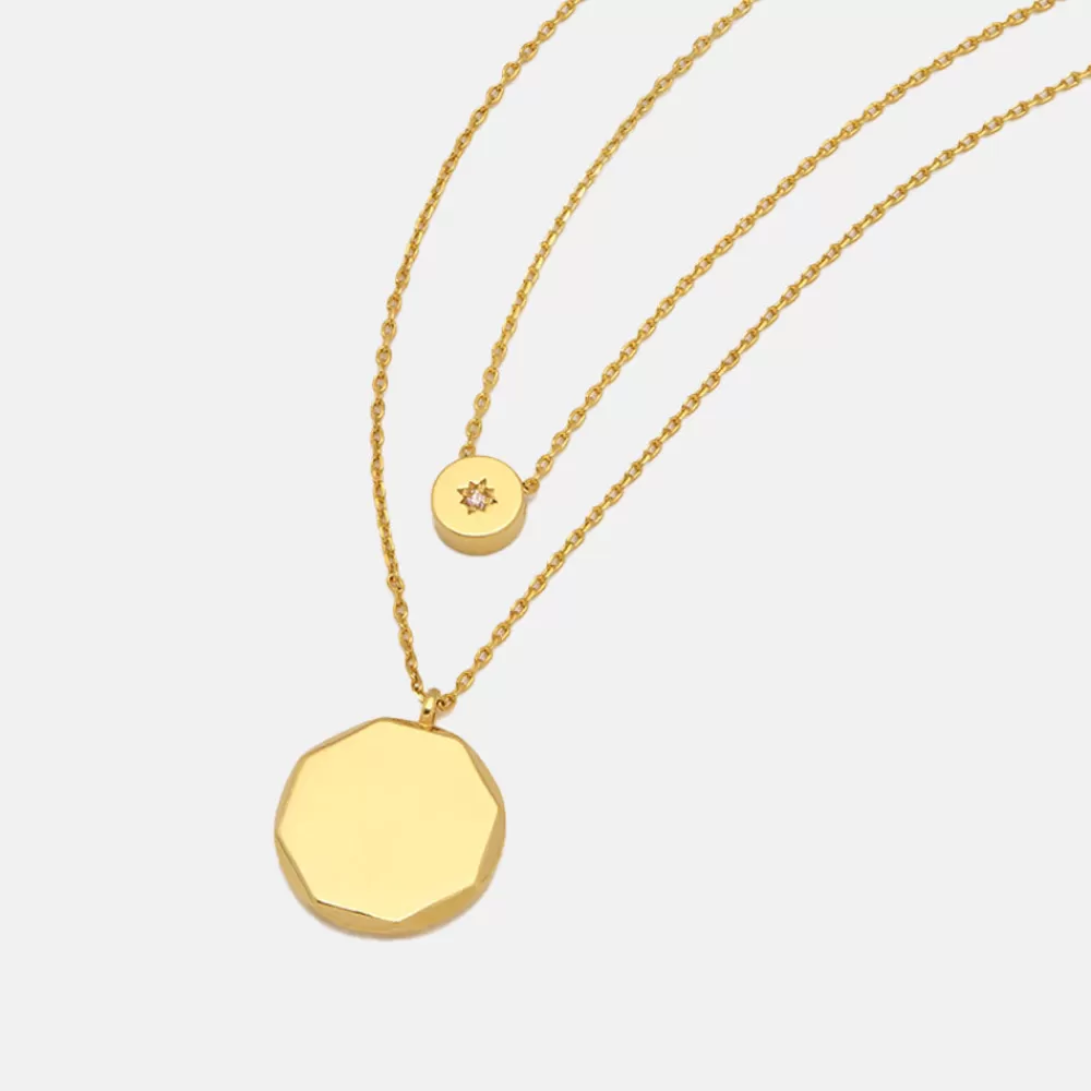 Gold Plated Double Pendant Necklace>Caroline Gardner Sale