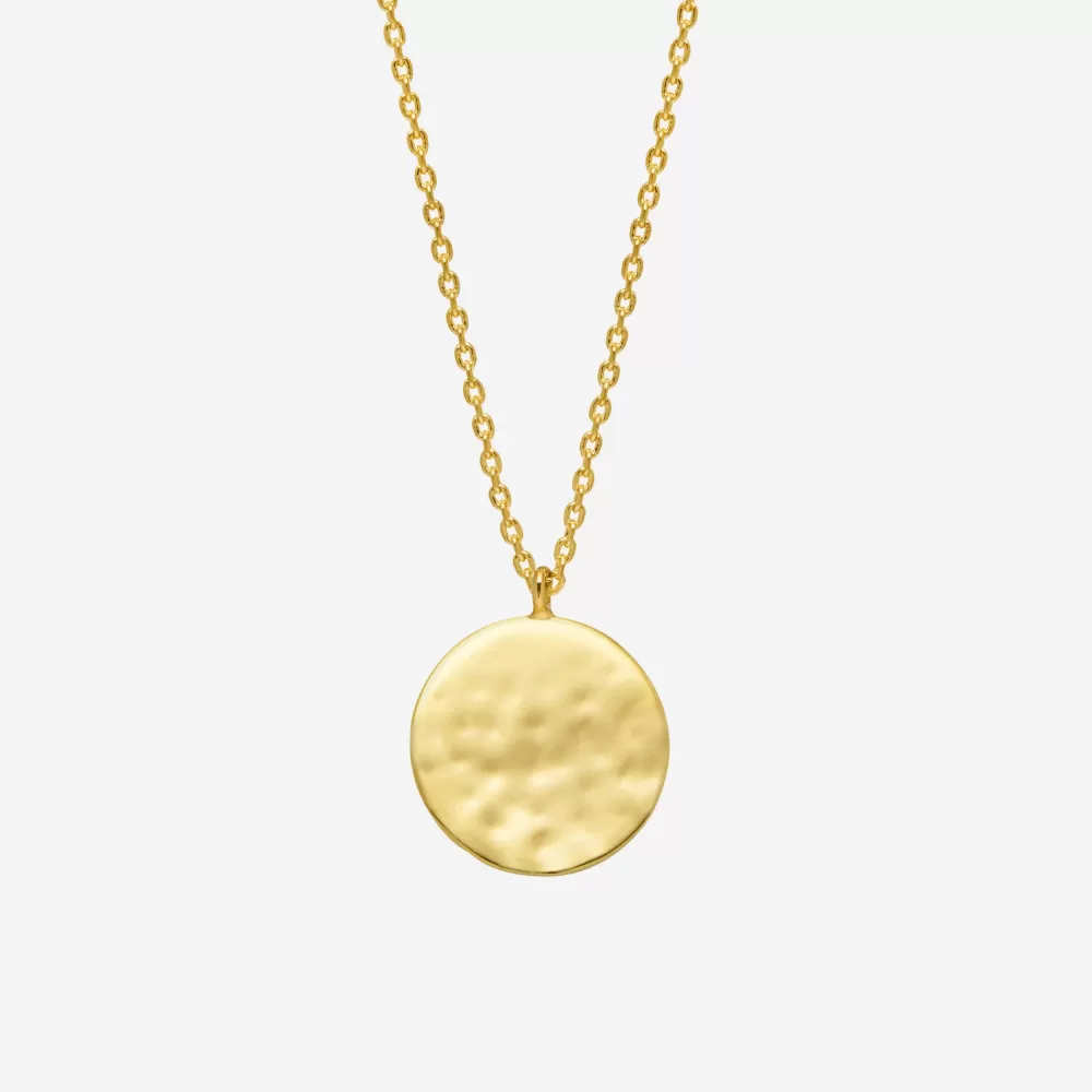 Gold Plated Hammered Disc Pendant Necklace>Caroline Gardner Hot