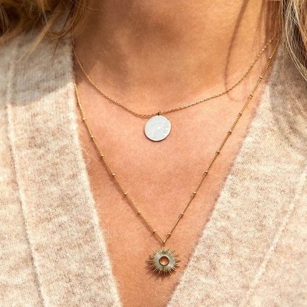 Gold Plated Hammered Disc Pendant Necklace>Caroline Gardner Hot