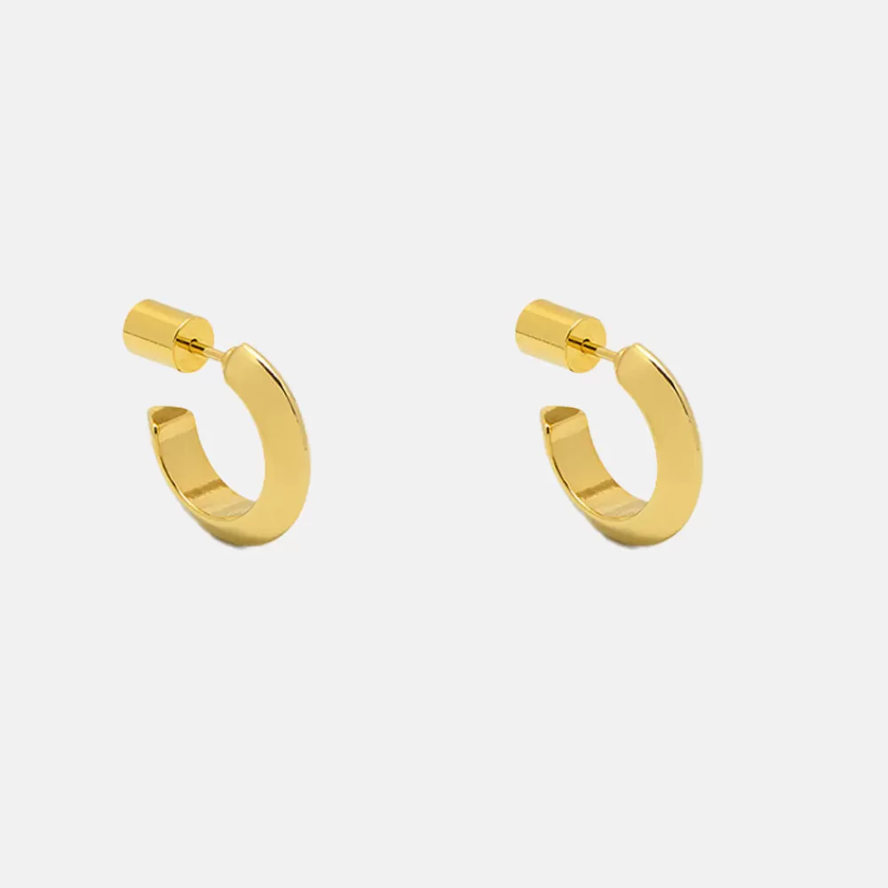 Gold Plated Mini Edge Hoop Earrings>Caroline Gardner Best