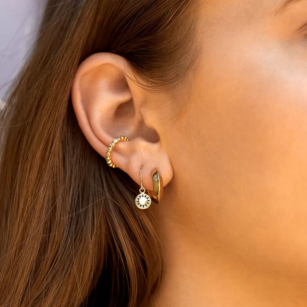 Gold Plated Mini Edge Hoop Earrings>Caroline Gardner Best