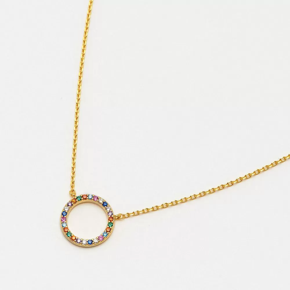 Gold Plated Rainbow Circle Necklace>Caroline Gardner Store