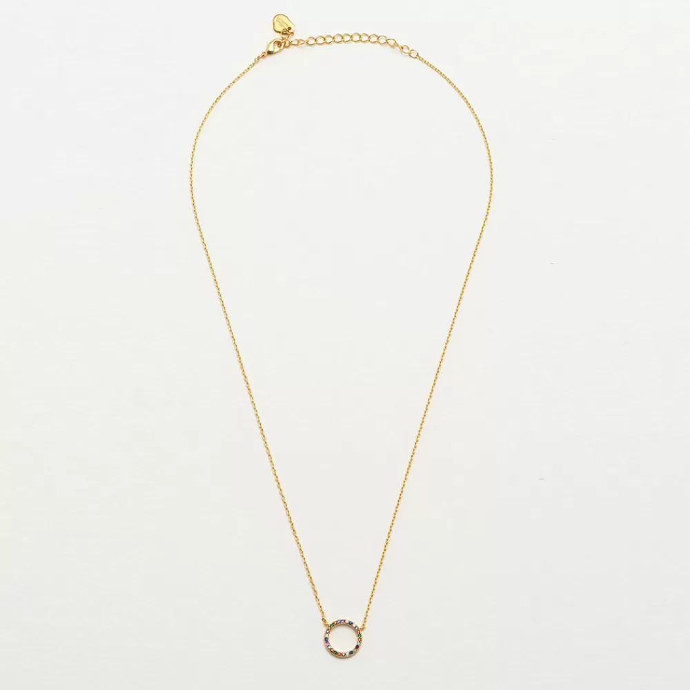 Gold Plated Rainbow Circle Necklace>Caroline Gardner Store