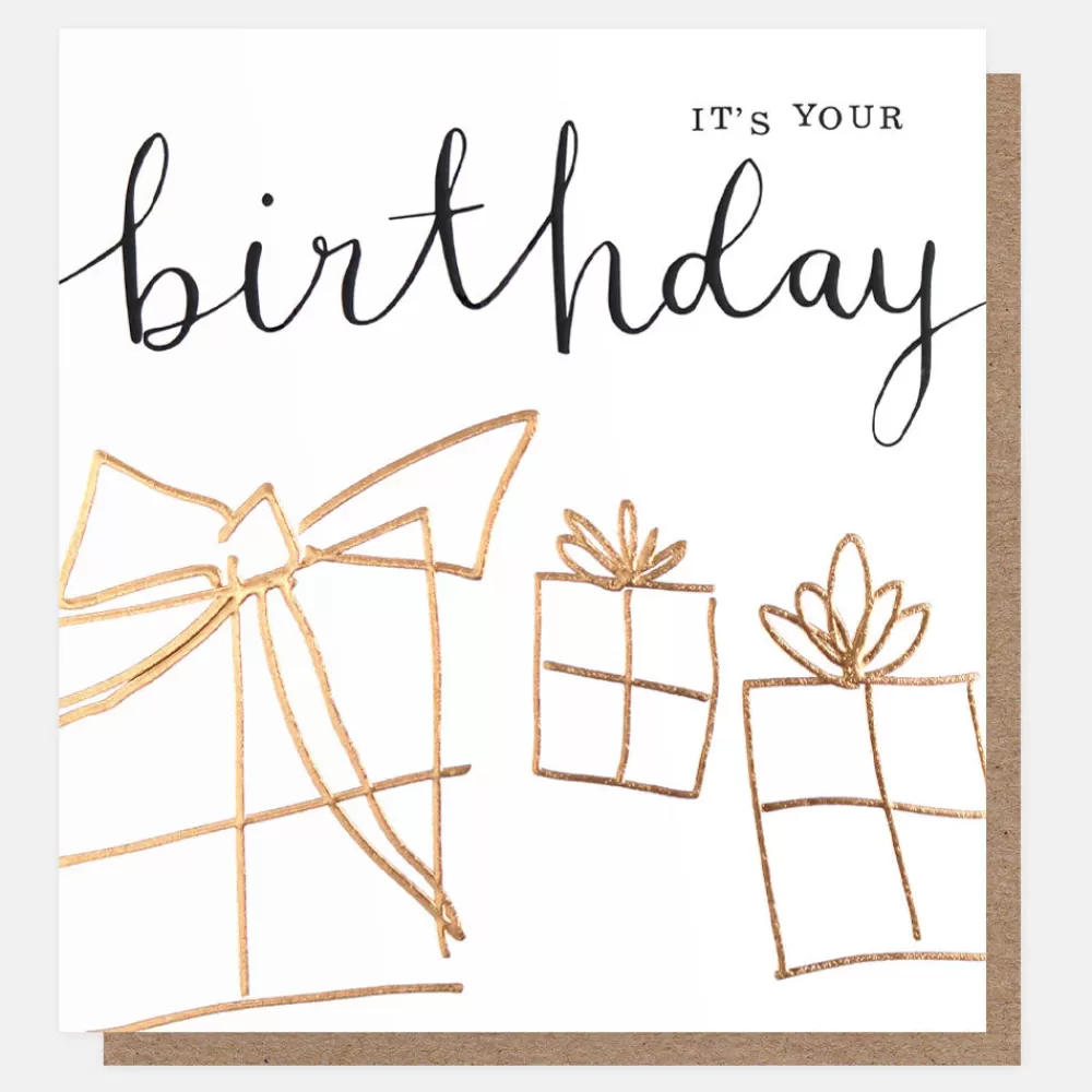 Gold Presents Birthday Card>Caroline Gardner Shop