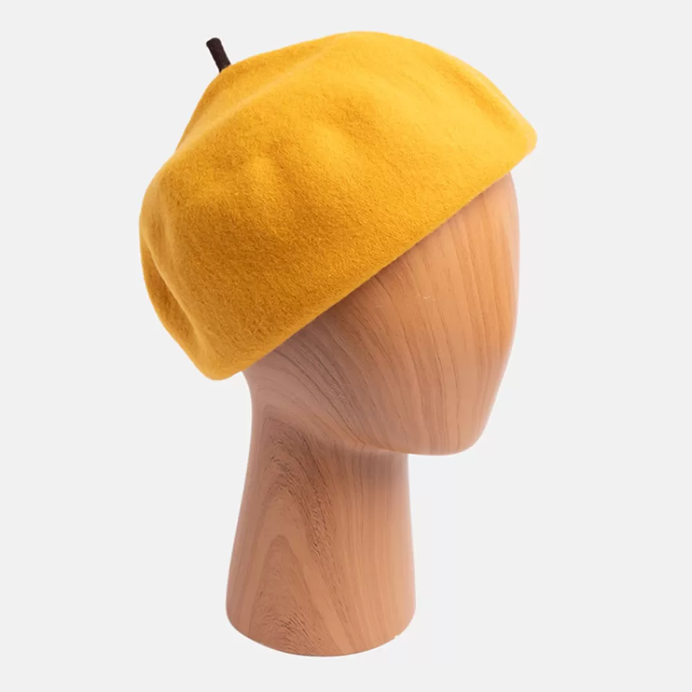 Gold Pure Merino Roll Up Beret>Caroline Gardner New