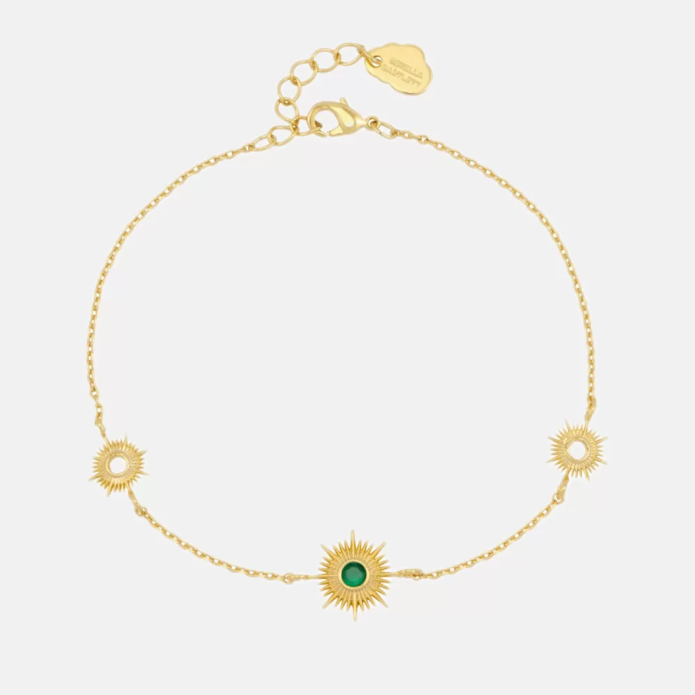 Gold Sunburst & Green CZ Bracelet>Caroline Gardner New