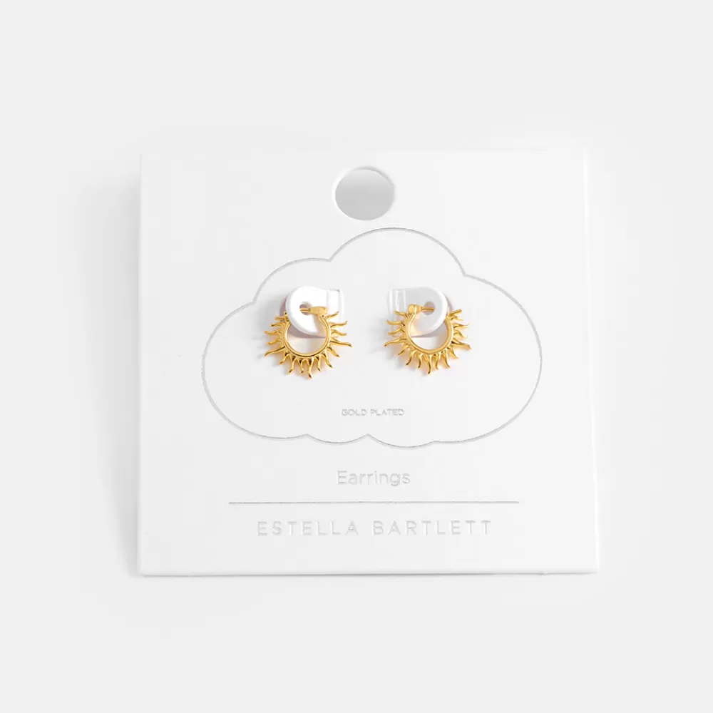 Gold Sunburst Huggie Hoop Earrings>Caroline Gardner Flash Sale