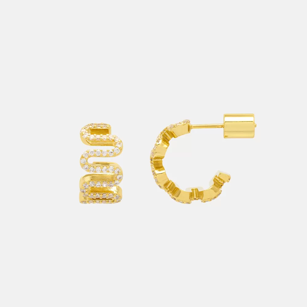 Gold Swirl Hoop Earrings>Caroline Gardner Flash Sale