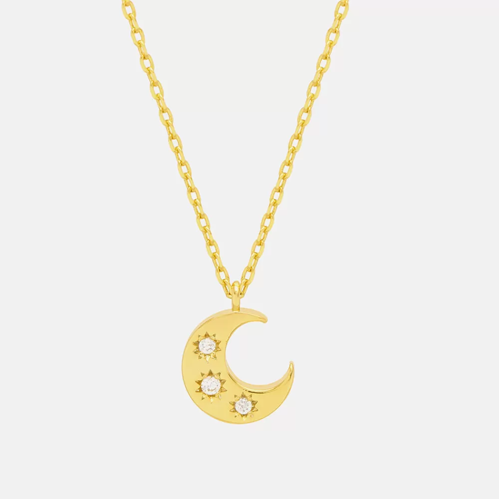 Gold Three Stone Moon Necklace>Caroline Gardner Cheap