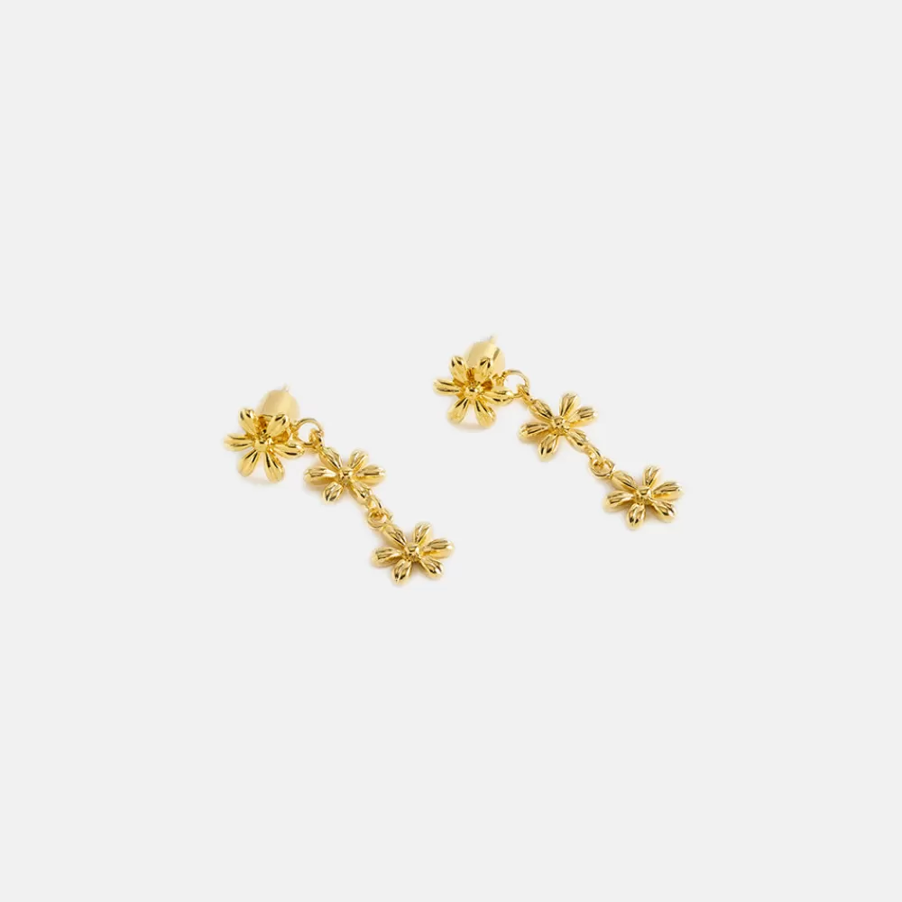 Gold Trio Floral Drop Earrings>Caroline Gardner Discount