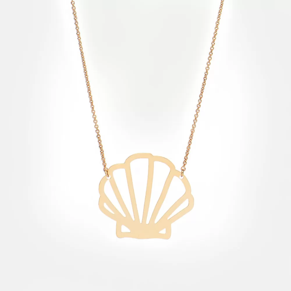 Golden Shell 24k Gold Gilded Necklace>Caroline Gardner Online