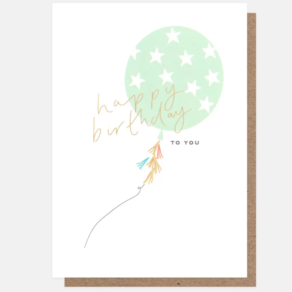 Green Star Balloon Birthday Card>Caroline Gardner Sale