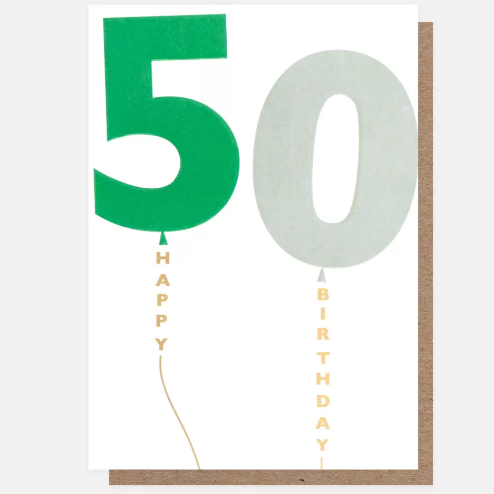 Green/Grey Balloons 50th Birthday Card>Caroline Gardner Shop