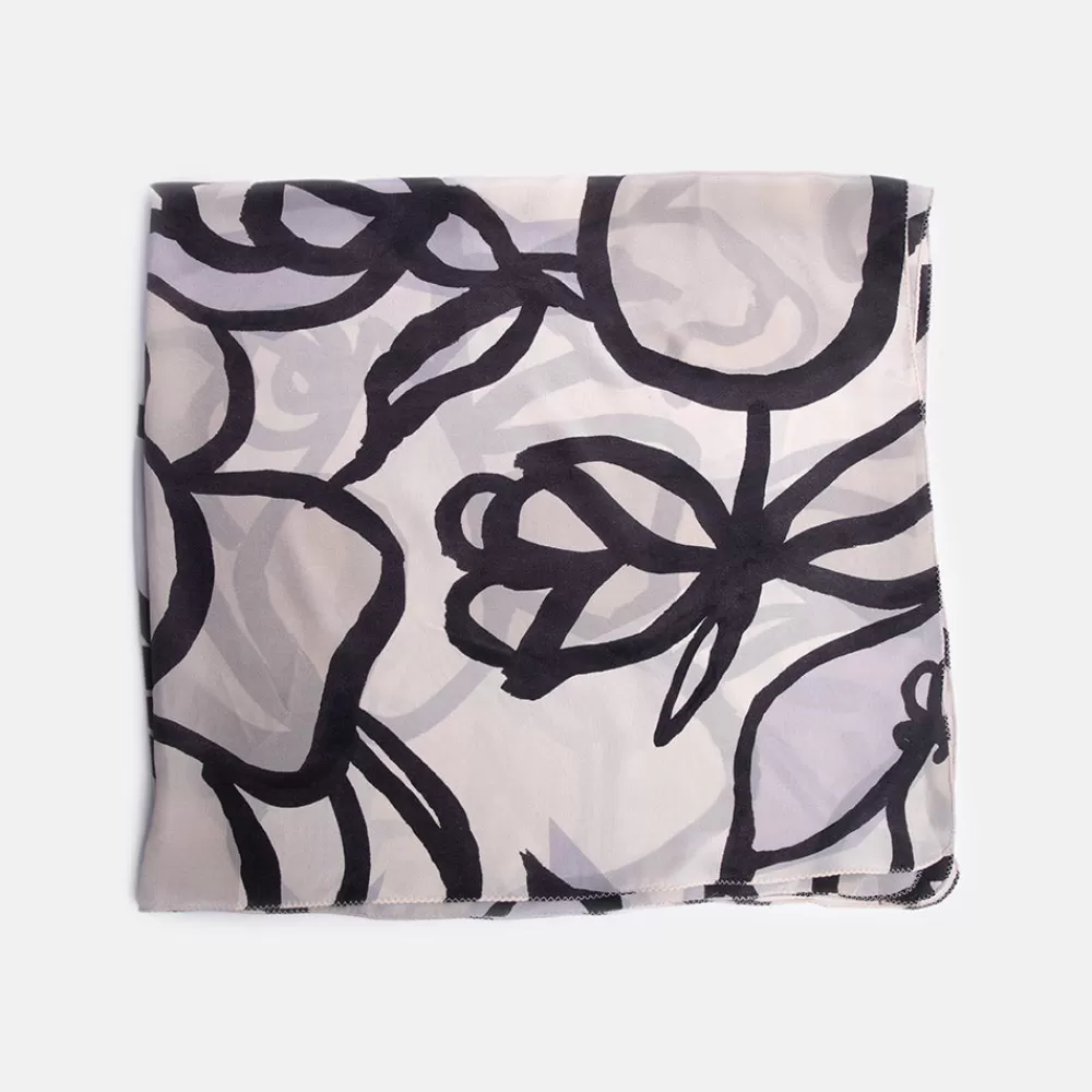 Grey Rose Long Silk Scarf>Caroline Gardner Sale