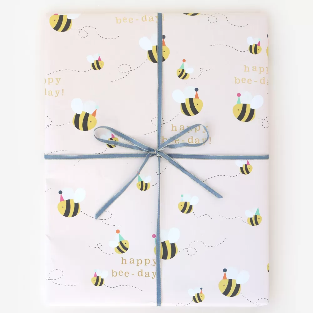 Happy Bee Day Wrapping Paper>Caroline Gardner Store