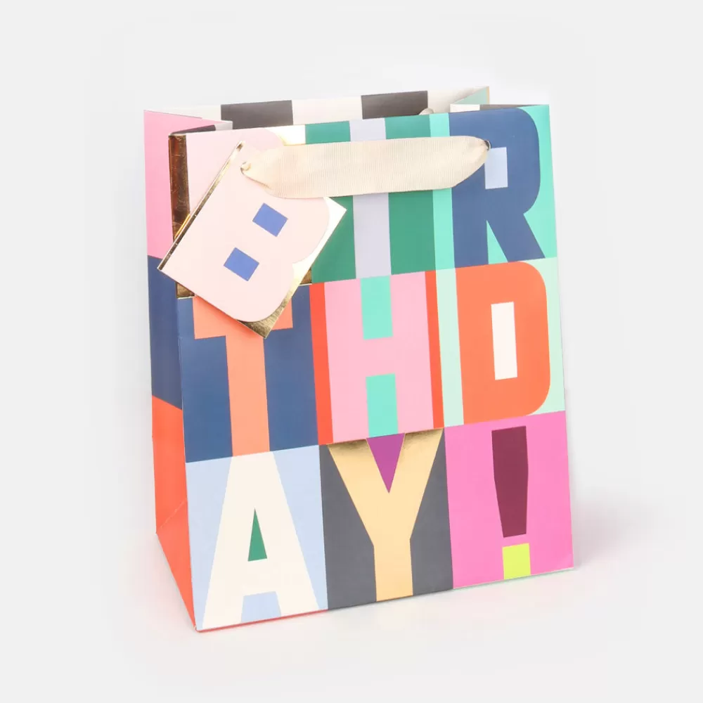 Happy Birthday Block Text Medium Gift Bag>Caroline Gardner Discount