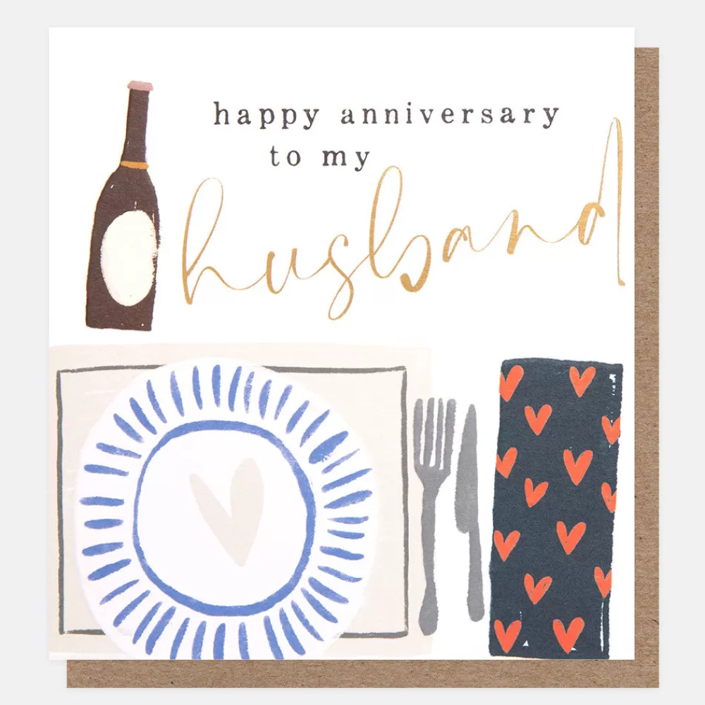 Hearts Tablescape Anniversary Card For Husband>Caroline Gardner Clearance