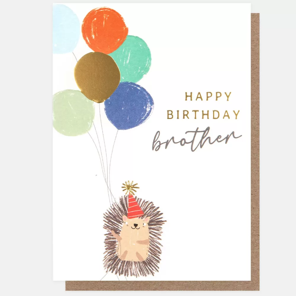 Hedgehog & Balloons Birthday Card For Brother>Caroline Gardner Flash Sale