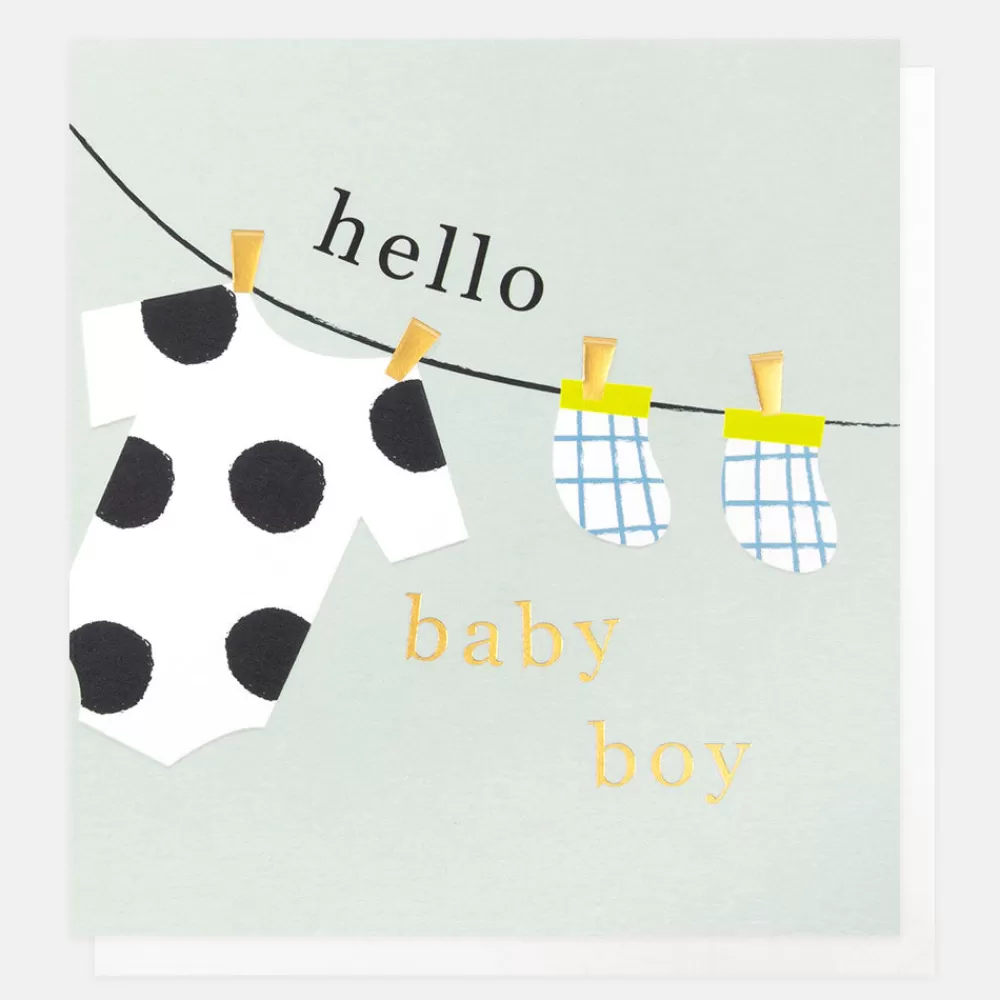 Hello Baby Boy Washing Line Card>Caroline Gardner Store