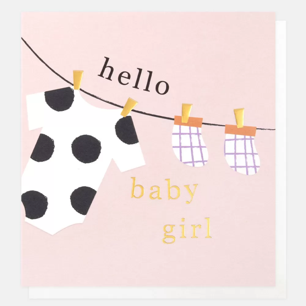 Hello Baby Girl Washing Line Card>Caroline Gardner Online