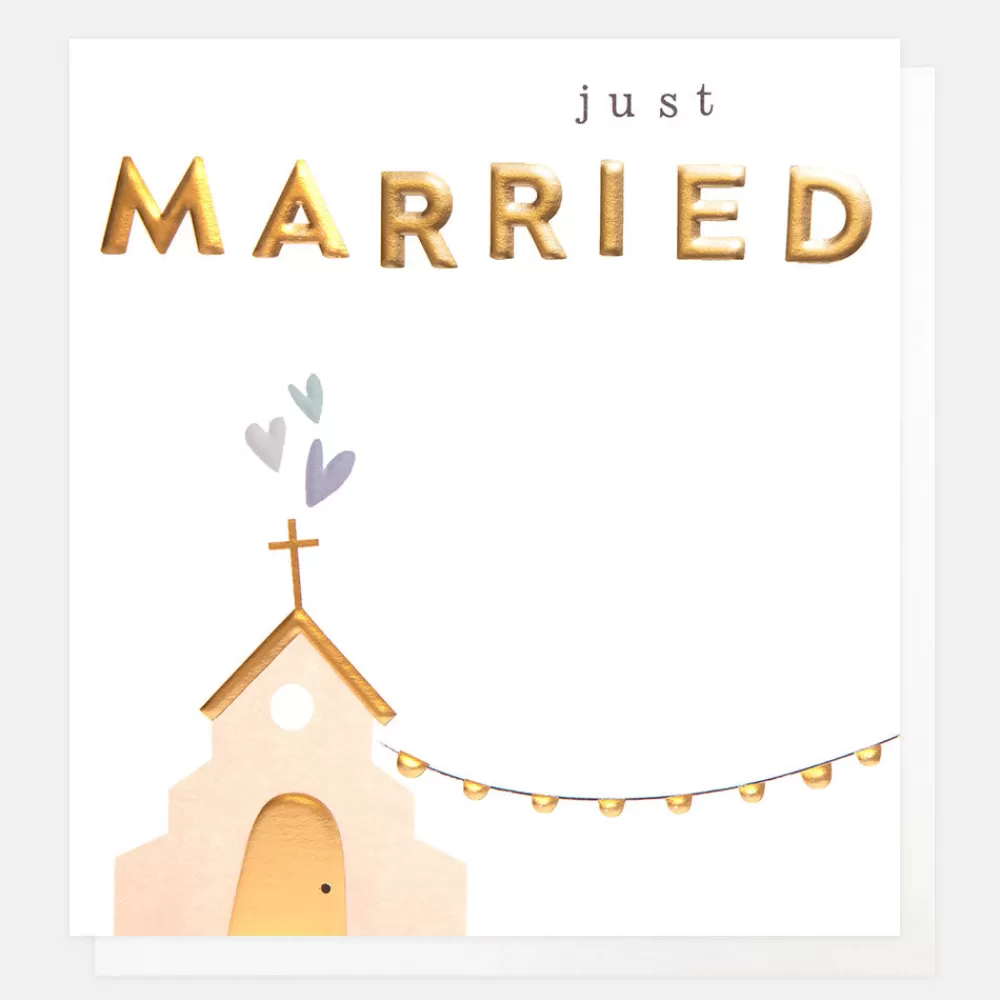 Just Married Church & Bunting Wedding Card>Caroline Gardner Online