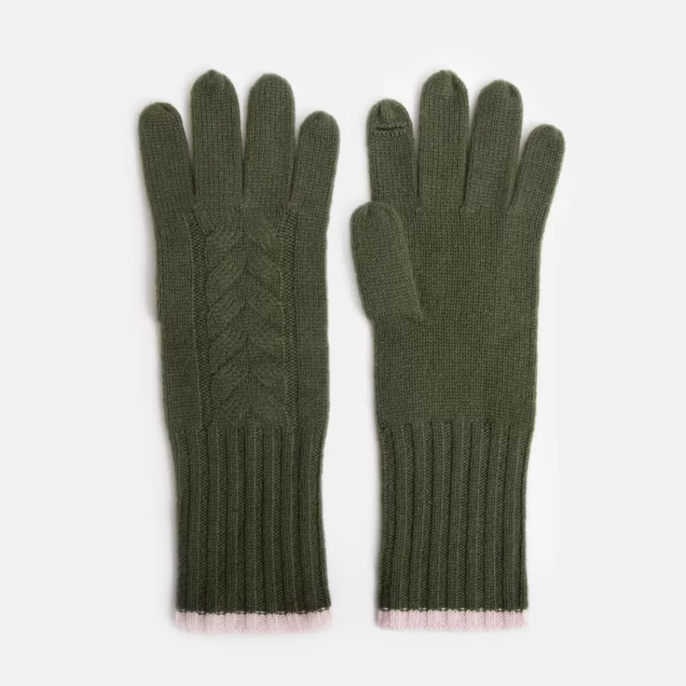 Khaki Cashmere Cable Knit Gloves>Caroline Gardner Best