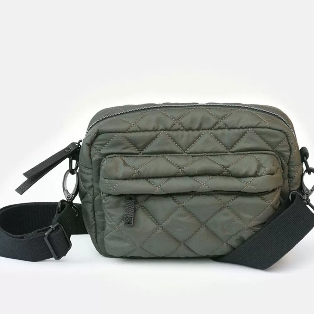 Khaki Quilted Crossbody Bag>Caroline Gardner Clearance