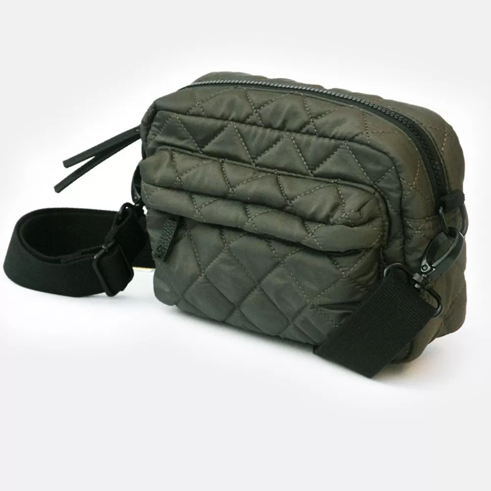 Khaki Quilted Crossbody Bag>Caroline Gardner Clearance