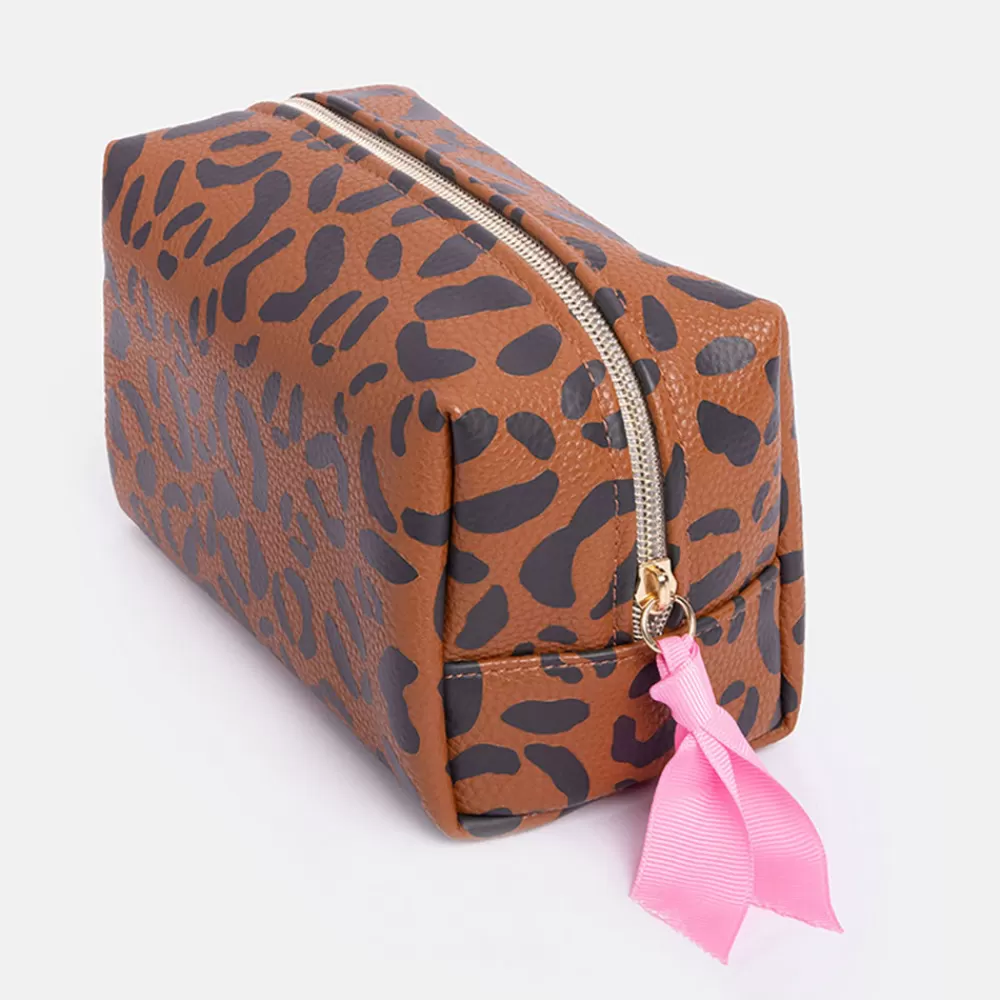 Leopard Print Cube Cosmetic Bag>Caroline Gardner Outlet