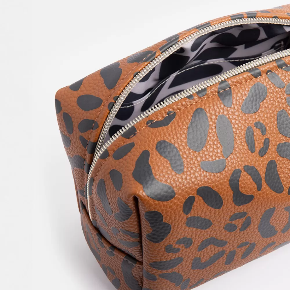 Leopard Print Cube Cosmetic Bag>Caroline Gardner Outlet