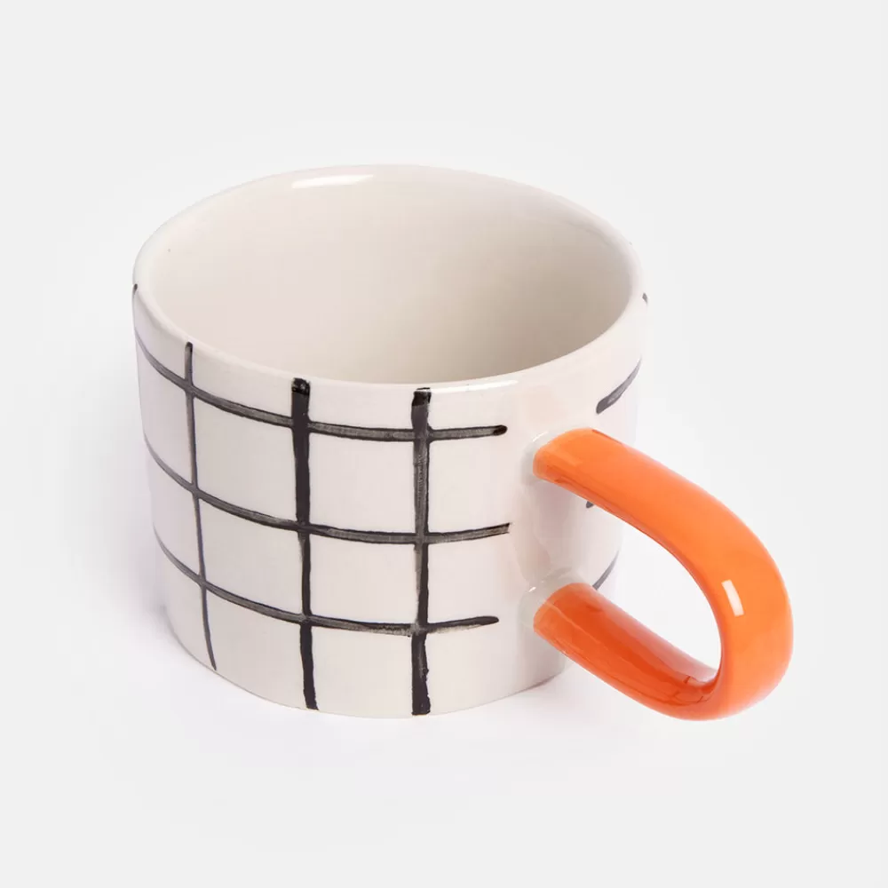 Mono Grid Check Mug>Caroline Gardner Fashion